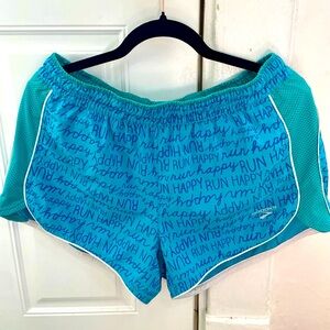 Brooks Blue & Teal “Run Happy” Athletic Running Shorts